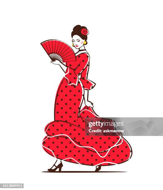 flamenco dancer - flamenco rosa stock illustrations