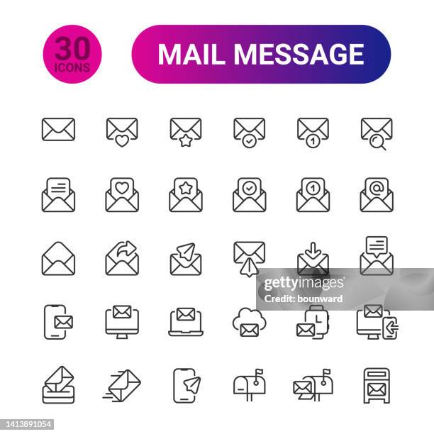 mail line icons editable stroke - receiving feedback stock illustrations