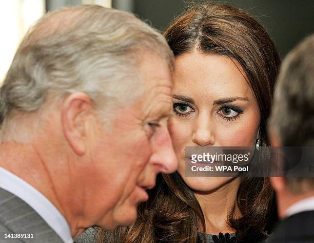 Catherine, Duchess of Cambridge and Prince Charles, Prince of Wales visit the Dulwich Picture Gallery on March 15, 2012 in Dulwich, south London,...