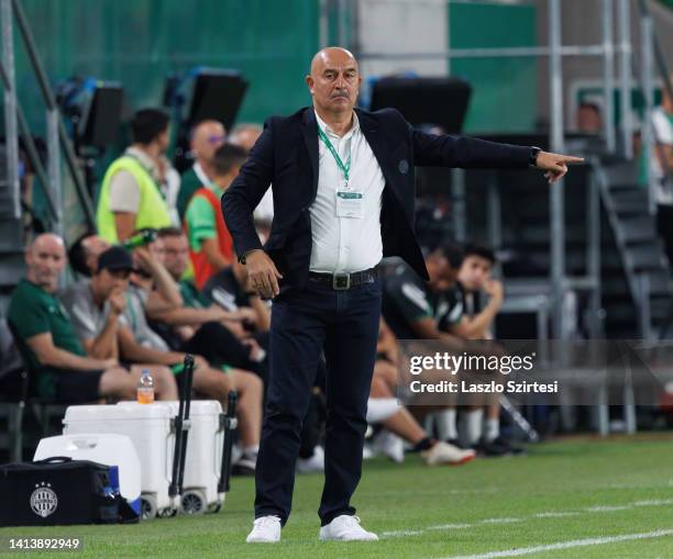 Stanislav Cherchesov, Manager of Ferencvarosi TC reacts during the UEFA Champions League Qualifying Round match between Ferencvarosi TC and Qarabag...