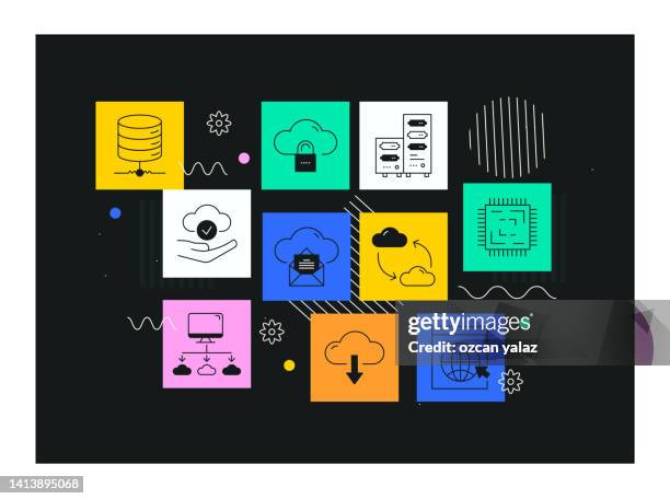 cloud computing vector banner design concept. - secure access management process stock illustrations