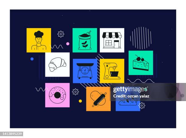 bakery vector banner design concept. - artisan bread stock illustrations