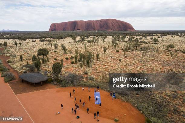 General view during the ICC Men's T20 World Cup Trophy Tour at Uluru on August 09, 2022 in Uluru, Australia. The T20 World Cup World Cup Trophy will...