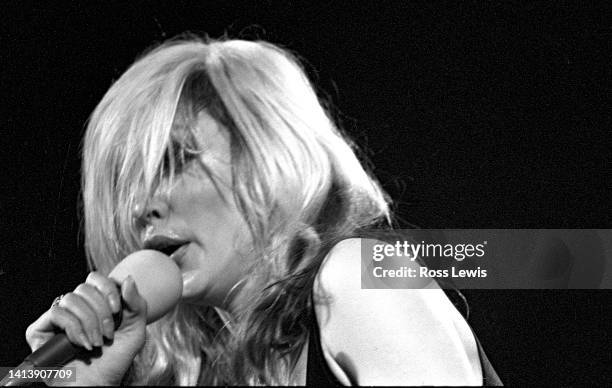 Deborah Harry, lead vocalist of the band “Blondie” performs at CBGB’s on March 26, 1974 in New York.