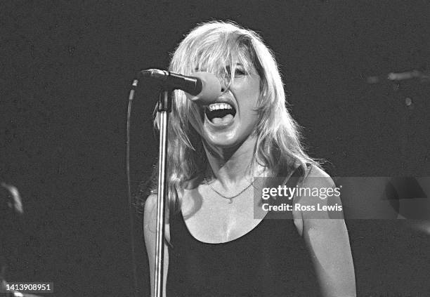 Deborah Harry, lead vocalist of the band “Blondie” performs at CBGB’s on March 26, 1974 in New York.