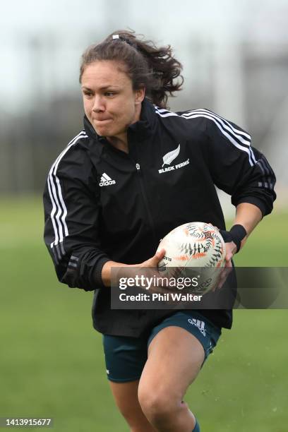 Ruby Tui of the Black Ferns during a New Zealand Black Ferns training session at Westlake Boys High School on August 10, 2022 in Auckland, New...