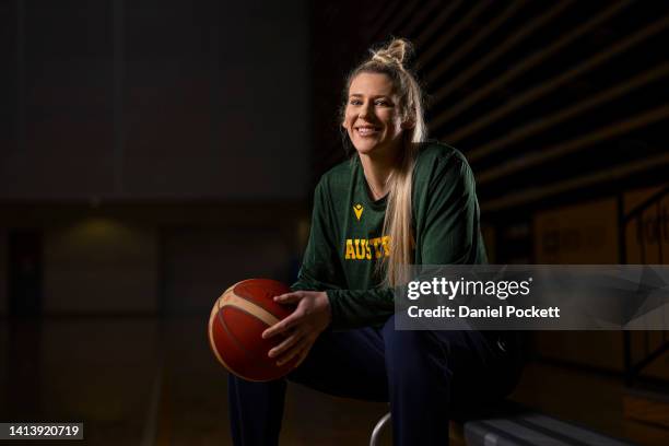 Lauren Jackson poses for a photograph during a media opportunity at State Basketball Centre on August 10, 2022 in Melbourne, Australia.