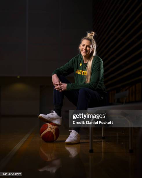 Lauren Jackson poses for a photograph during a media opportunity at State Basketball Centre on August 10, 2022 in Melbourne, Australia.