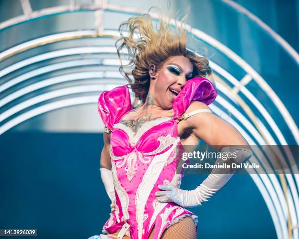 Kameron Michaels performs onstage for RuPaul's Drag Race Werq The World Tour at Ryman Auditorium on August 09, 2022 in Nashville, Tennessee.