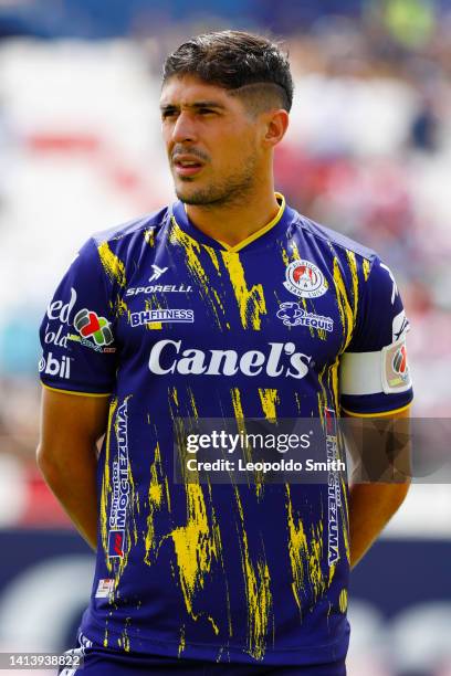 Javier Guemez of Atletico San Luis looks on prior the 7th round match between Atletico San Luis and Necaxa as part of the Torneo Apertura 2022 Liga...