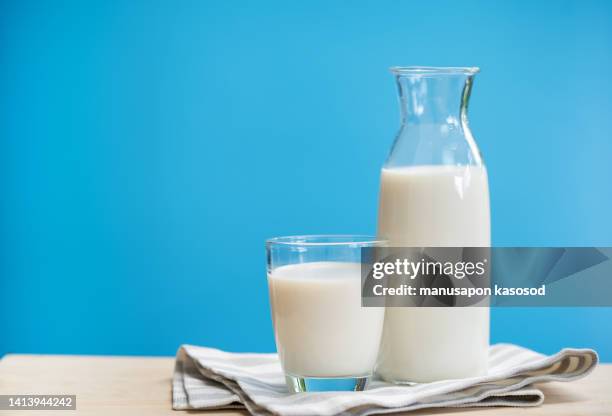 soy milk on the table. - milk stock-fotos und bilder