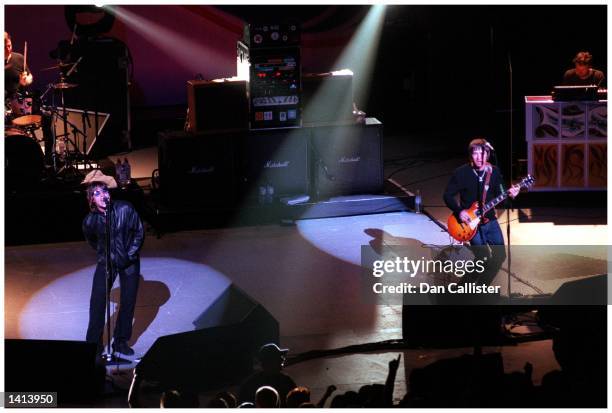 April 9th 2000. Universal City, CA. Lead singer of rock group OASIS Liam Gallagher plays to a sell out crowd at the Universal Amphitheatre. Picture...