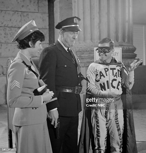 The Week They Stole Payday" Episode 11 -- Aired 4/3/67 -- Pictured: Ann Prentiss as Sgt. Candy Kane, Bill Zuckert as Police Chief Segal, William...