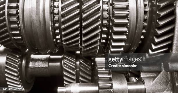 metal gears - inside of a clock stock pictures, royalty-free photos & images