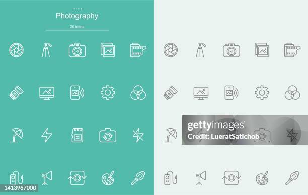 photography line icons - spotlight icon stock illustrations