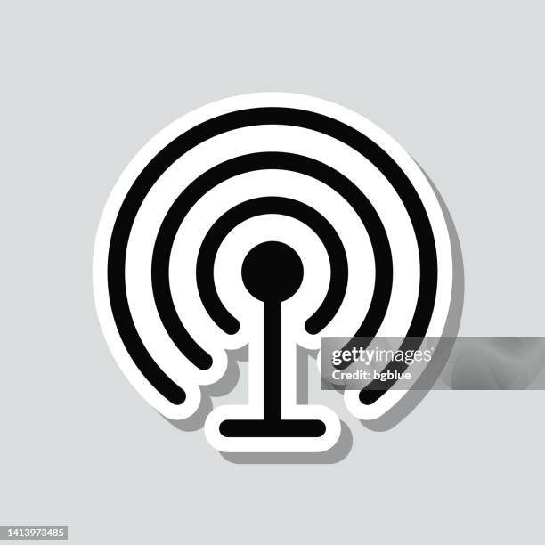 antenna. icon sticker on gray background - beacon stock illustrations