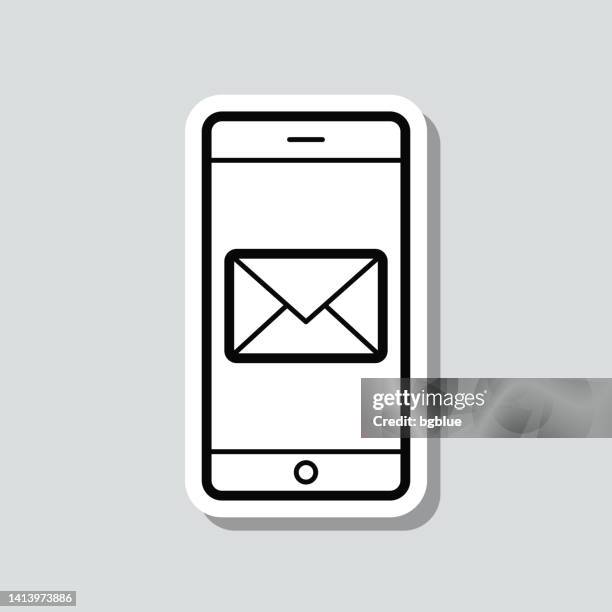 smartphone with email message. icon sticker on gray background - iphone notification stock illustrations