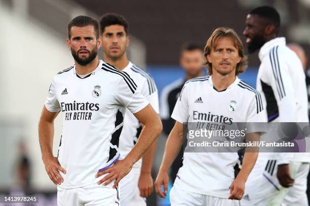 Nacho of Real Madrid in action during the Real Madrid CF training session ahead of the UEFA Super Cup Final 2022 at Helsinki Olympic Stadium on...