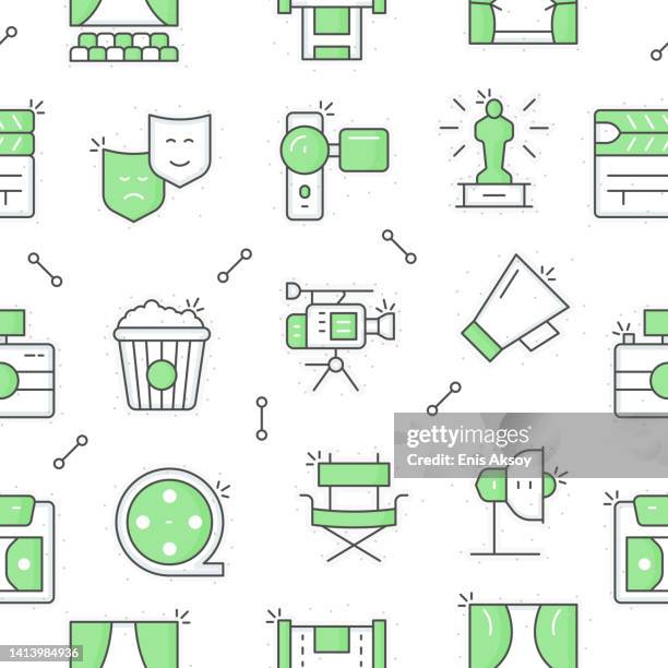 cinema seamless pattern - popcorn background stock illustrations