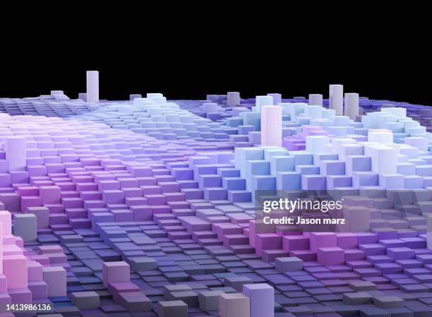 cube pattern background pastel colored - 3d cube blocks stock pictures, royalty-free photos & images