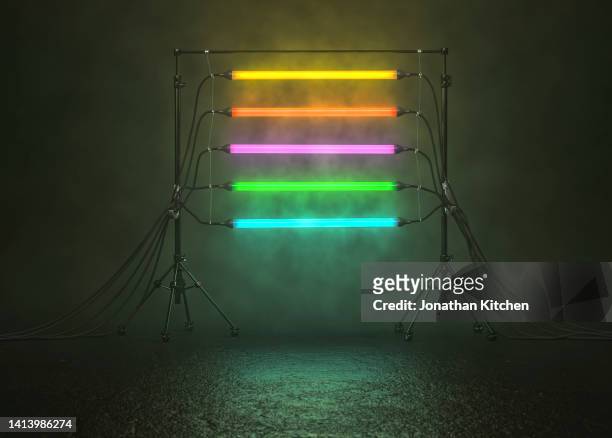 colourful neon tubes glowing 3 - fluorescent stock pictures, royalty-free photos & images