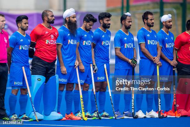 The Indian team before the Australia v India, Men's Hockey, Gold Medal match at Birmingham University during the Birmingham 2022 Commonwealth Games...