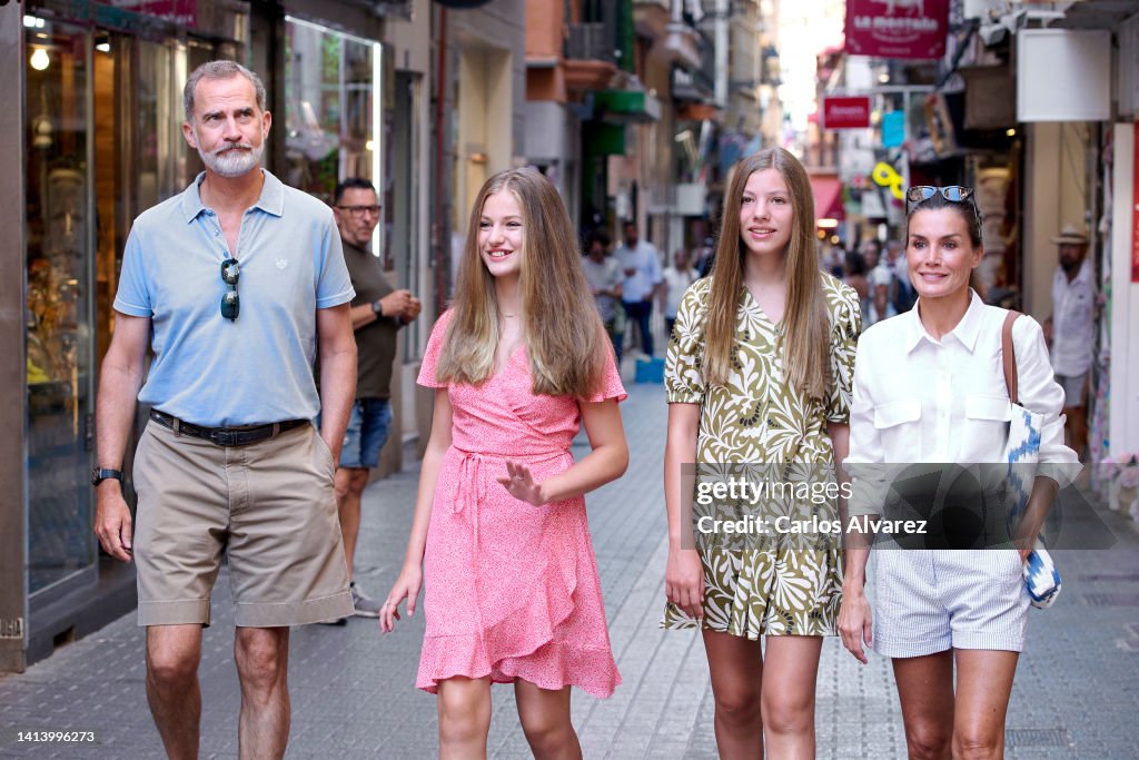 Spanish Royals Walk Through The Center Of Palma de Mallorca