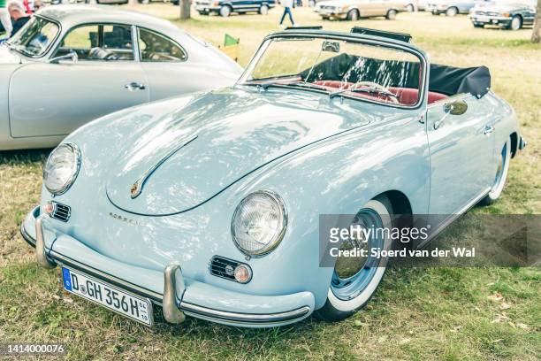 Porsche 356 Cabriolet classic sports car on display during the classic days event on August 6, 2022 in Düsseldorf, Germany. The 2022 edition of the...