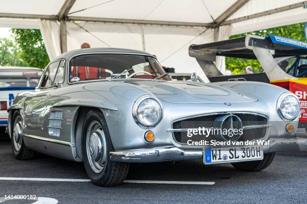 Mercedes-Benz 300SL Gullwing classic sports car on display during the classic days event on August 6, 2022 in Düsseldorf, Germany. The 2022 edition...