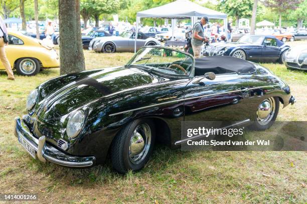 Porsche 356 Speedster classic sports car on display during the classic days event on August 6, 2022 in Düsseldorf, Germany. The 2022 edition of the...