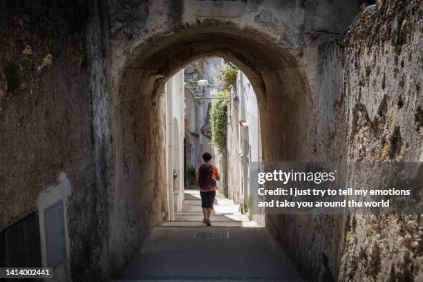 trekking in the amalfi coast, salerno, campania region - italy - ravello stock-fotos und bilder