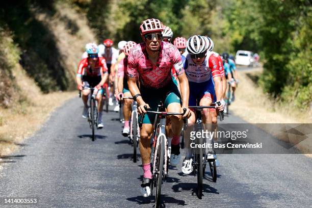 Stefan Bissegger of Switzerland and Team EF Education - Easypost leads the peloton during the 34th Tour de l'Ain 2022 - Stage 2 a 144km stage from...