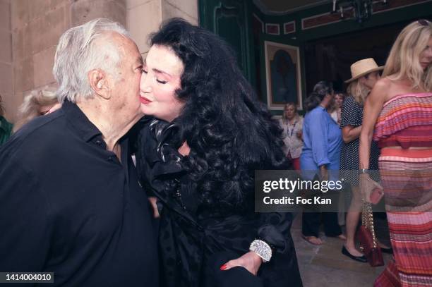 Massimo Gargia and Lamia Khashoggi attend a Mass in Memory of Ivana Trump at Church of Assumption in Saint Tropez on August 09, 2022 in Saint Tropez,...