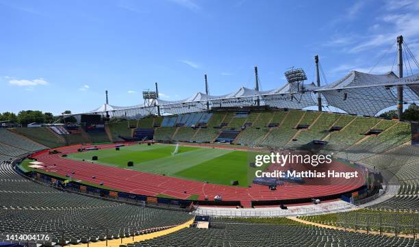 General view of the Olympic Stadium ahead of the European Championships Munich 2022 at on August 10, 2022 in Munich, Germany.