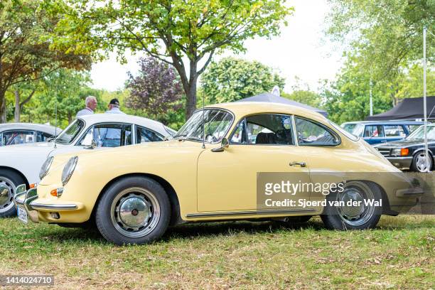 Porsche 356 classic coupe sports car on display during the classic days event on August 6, 2022 in Düsseldorf, Germany. The 2022 edition of the...