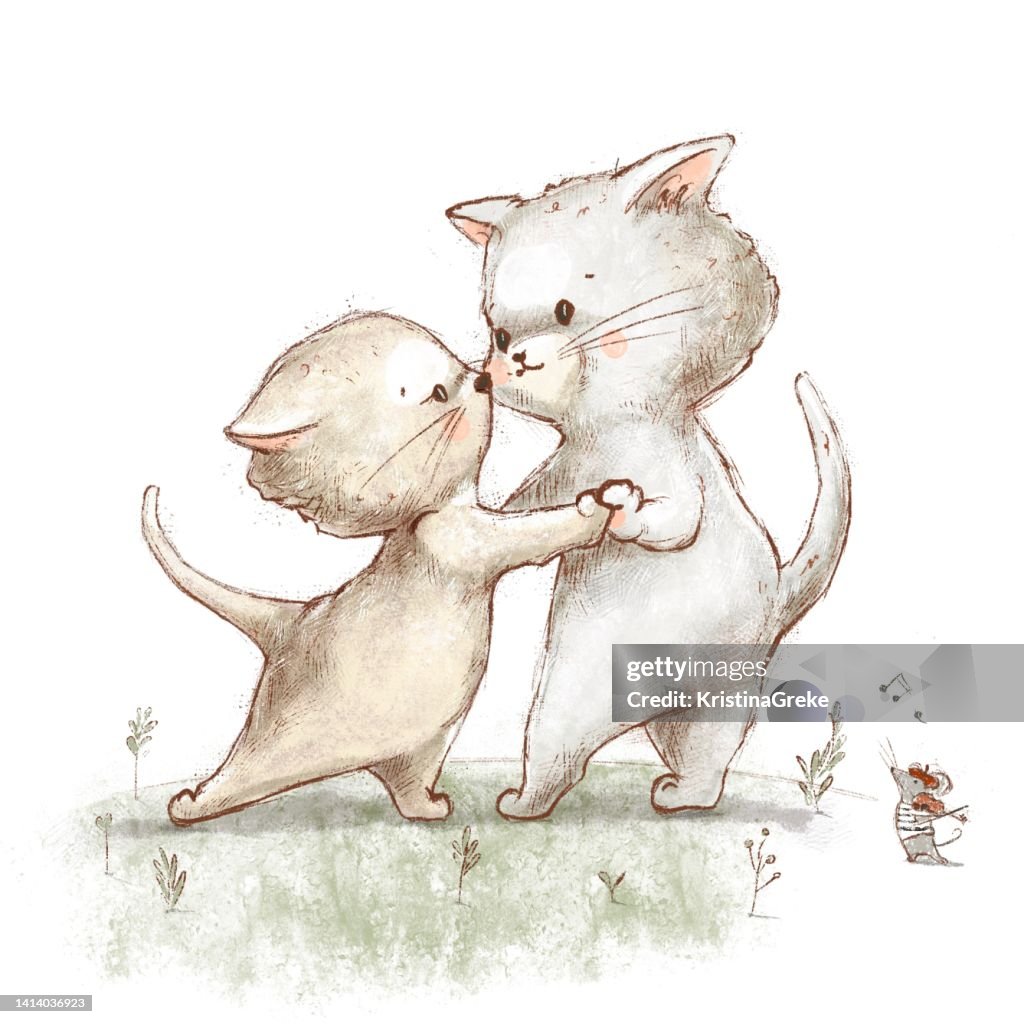 Cute cats dancing tango