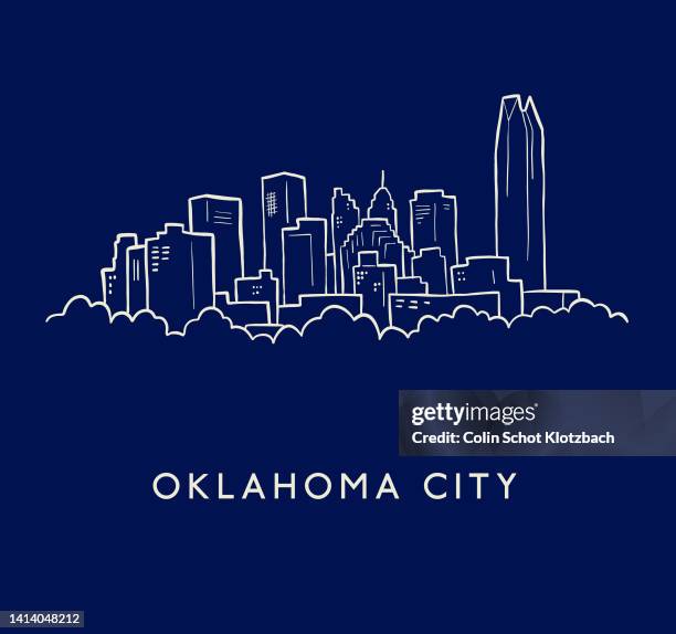 oklahoma city skyline sketch - ok stock illustrations