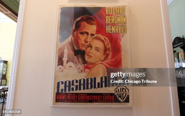 An Italian movie poster for "Casablanca," is displayed at the home of ...