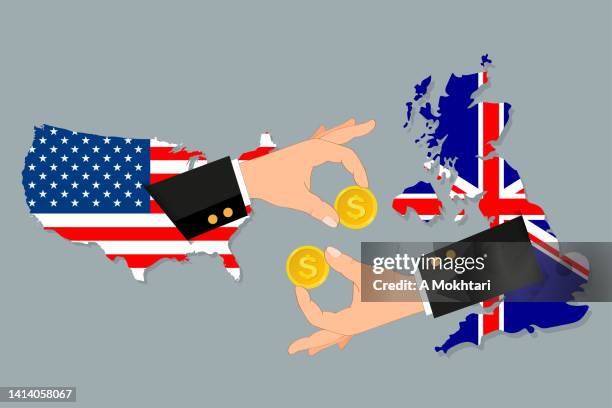 commercial exchange between continent, sale and purchase... - american flag ocean stock illustrations