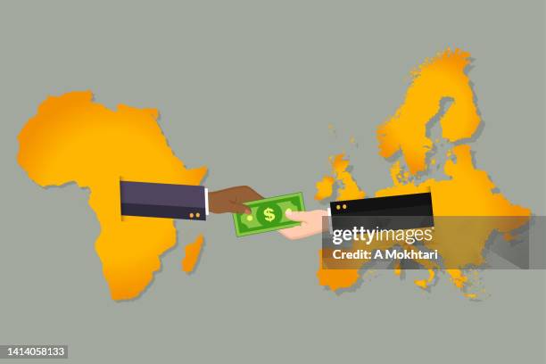 commercial exchange between continent, sale and purchase... - sub saharan africa stock illustrations