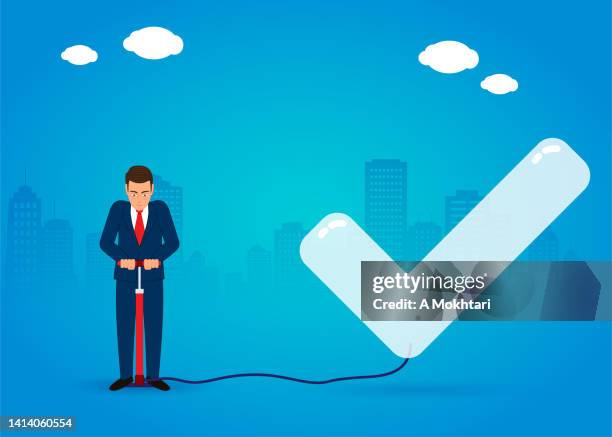 checkmark bloat - man checking list stock illustrations