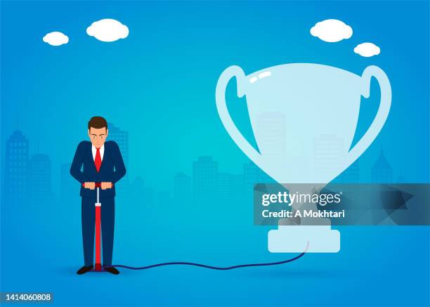 trophy swelling - man blowing bubble stock illustrations