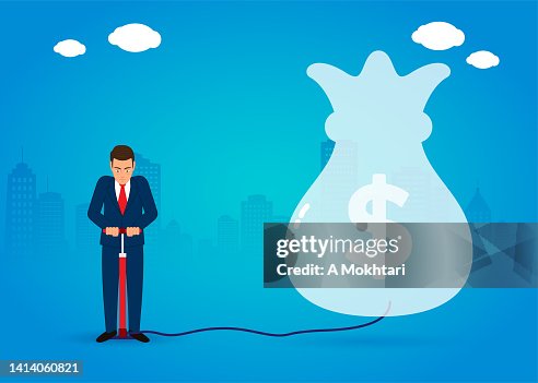Buck Inflated Money Bag Swelling Inflation High-Res Vector Graphic - Getty Images