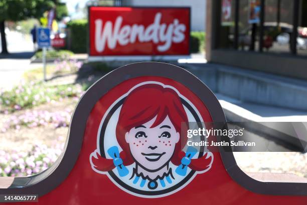 Sign is posted in front of a Wendy's restaurant on August 10, 2022 in Petaluma, California. Wendy's reported weaker-than-expected second quarter...