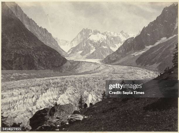 View over the Mer de Glace near Chamonix in Switzerland, La mer de glace Montenvers - Chamonix , Views of Switzerland and Savoy , William England ,...