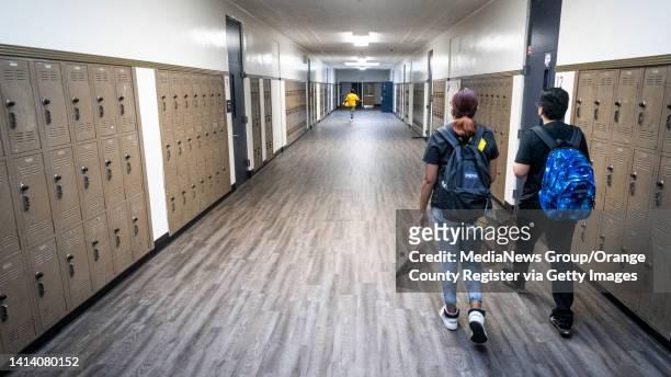 August 10: Students head to class after returning from summer break at Anaheim High School in Anaheim, CA on Wednesday, August 10, 2022. Public high...