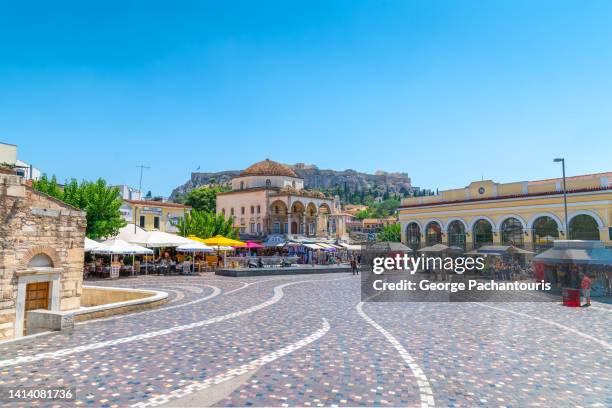 monastiraki square in the old town of athens, greece - athens - greece stock pictures, royalty-free photos & images