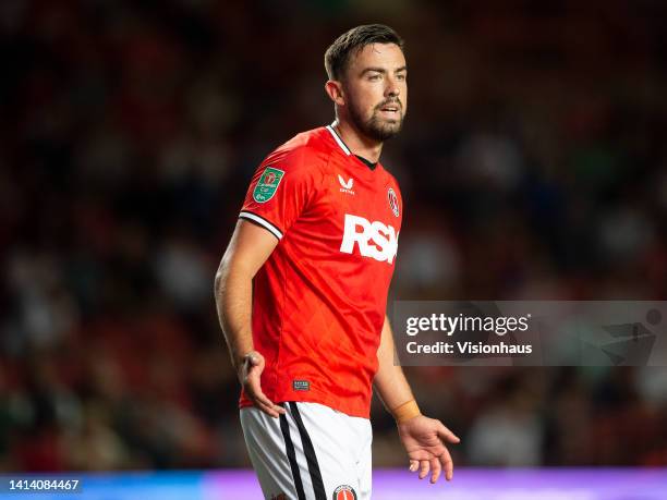 Eoghan O'Connell of Charlton Athletic during the Carabao Cup First Round match between Charlton Athletic and Queens Park Rangers at The Valley on...