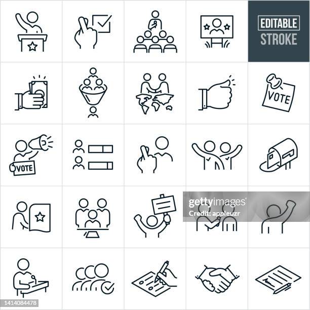 political thin line icons - editable stroke - vote icon stock illustrations