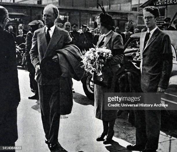 Crown Prince Baudouin and King Leopold III, with his second wife Princess of Rethy, in Amsterdam. Prince Baudouin , was King of the Belgians from...